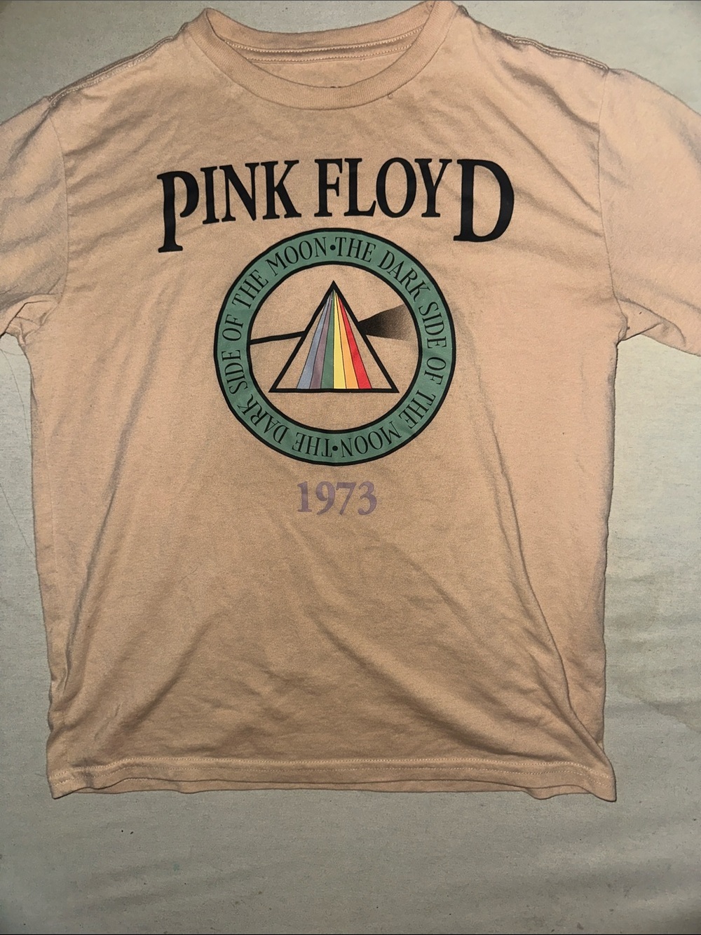 Womens Size L Pink Floyd Light Pink Short Sleeve Tee with Prism Graphic